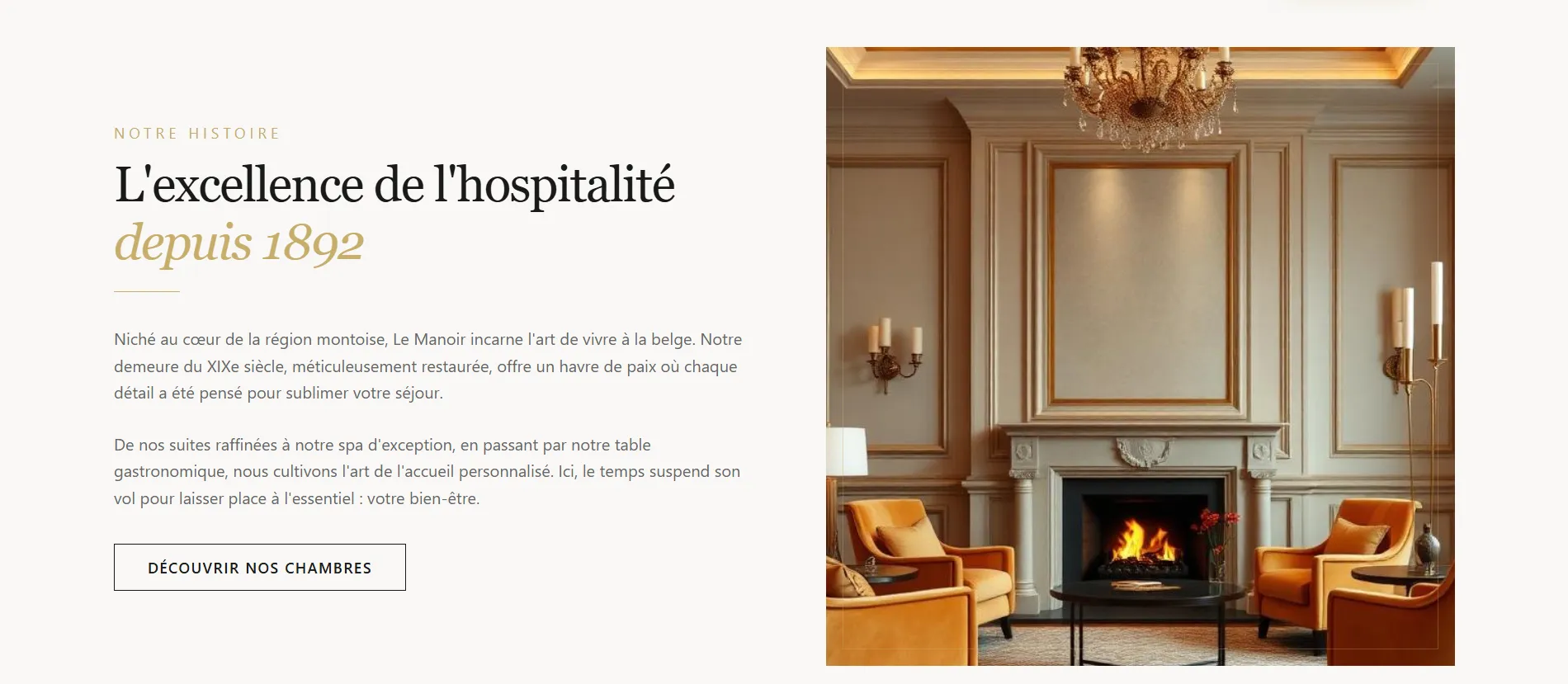 Site Vitrine pour un Hôtel 4 Étoiles - Hôtellerie, aperçu 2 du site vitrine, création site web Mons | Digitalova
