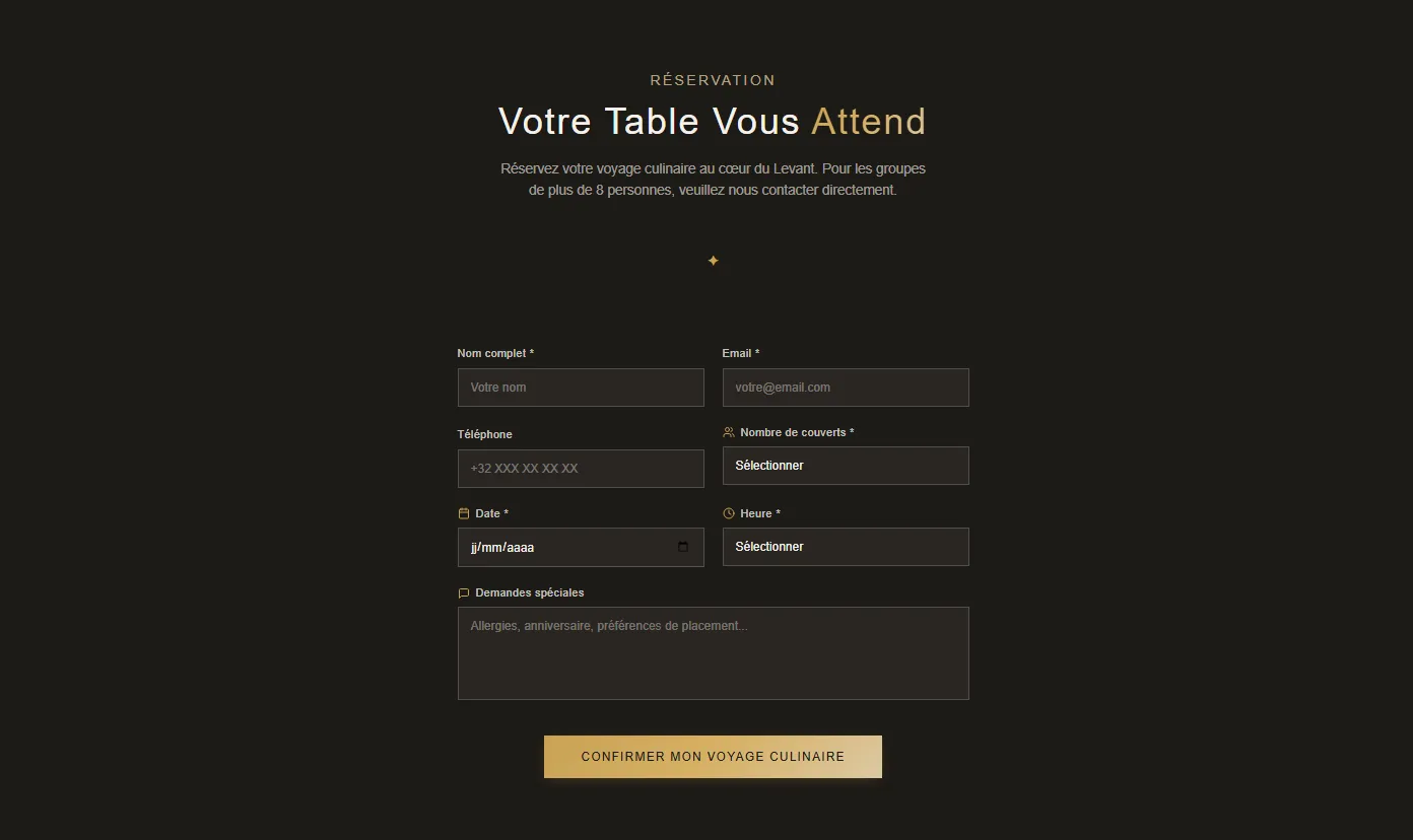 Site Vitrine pour un Restaurant Libanais - Gastronomie, aperçu 4 du site vitrine, création site web Mons | Digitalova
